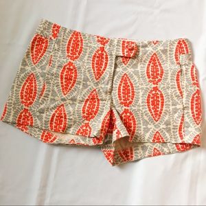 J. Crew Orange Grey Leaf Print Shorts 2 XS